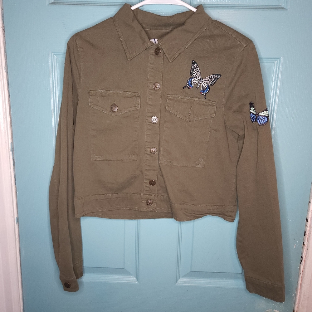 Zara green denim jacket